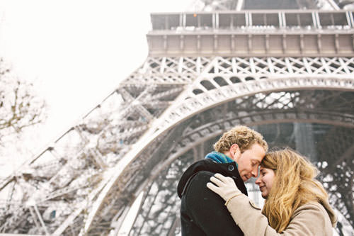 Snowy Paris Engagement